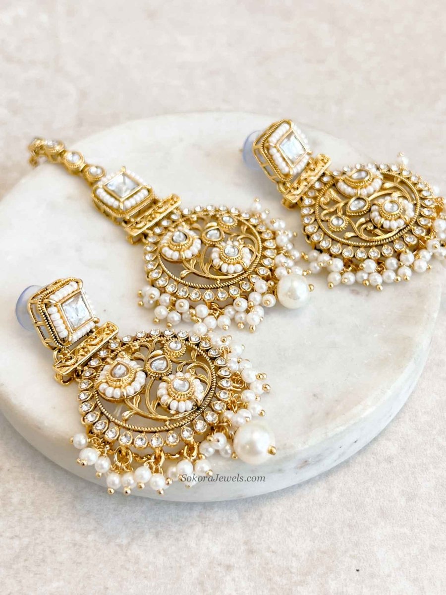 Pearly Earring & Tikka set - SOKORA JEWELSPearly Earring & Tikka set