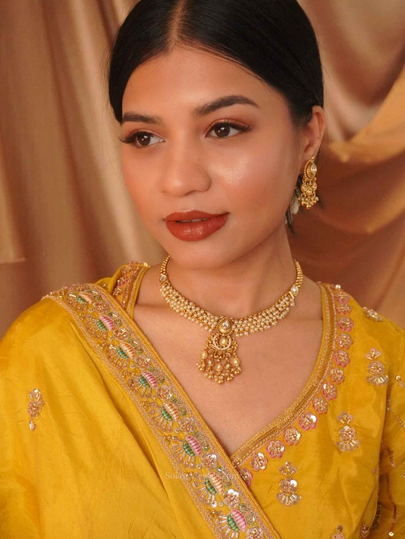 Pearly Kundan Pendant set - SOKORA JEWELSPearly Kundan Pendant set