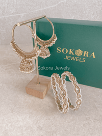 Pernia Earrings & Kada Box Set - Champagne - SOKORA JEWELSPernia Earrings & Kada Box Set - ChampagneBANGLES