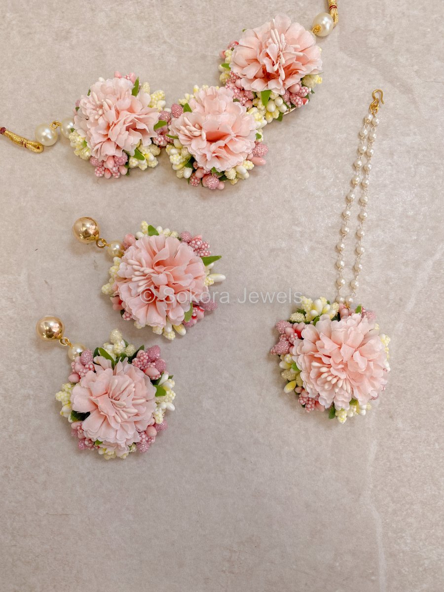 Pink Blossom Floral Necklace set - SOKORA JEWELSPink Blossom Floral Necklace set