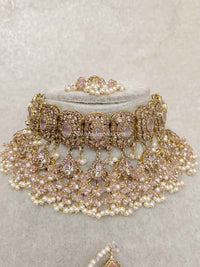 Pink Bridal Choker Set - SOKORA JEWELSPink Bridal Choker Set