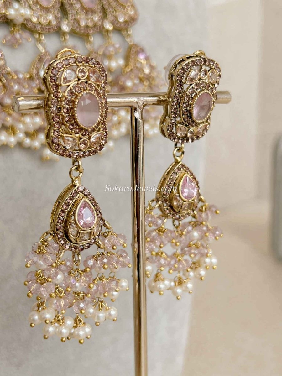 Pink Bridal Choker Set - SOKORA JEWELSPink Bridal Choker Set