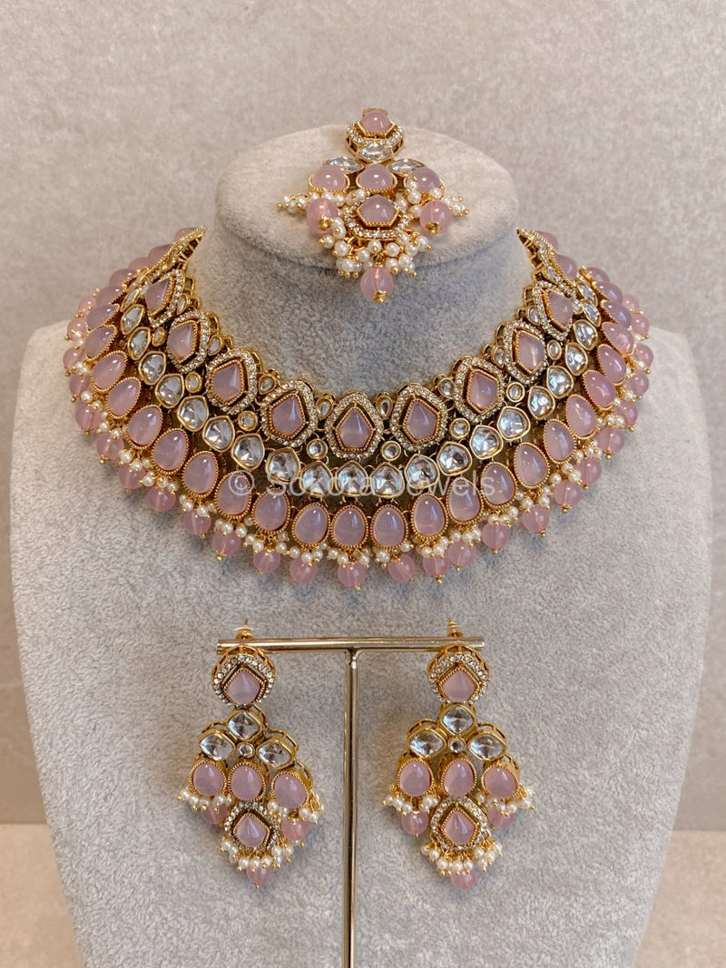 Pink Gem Necklace Set - SOKORA JEWELSPink Gem Necklace Set