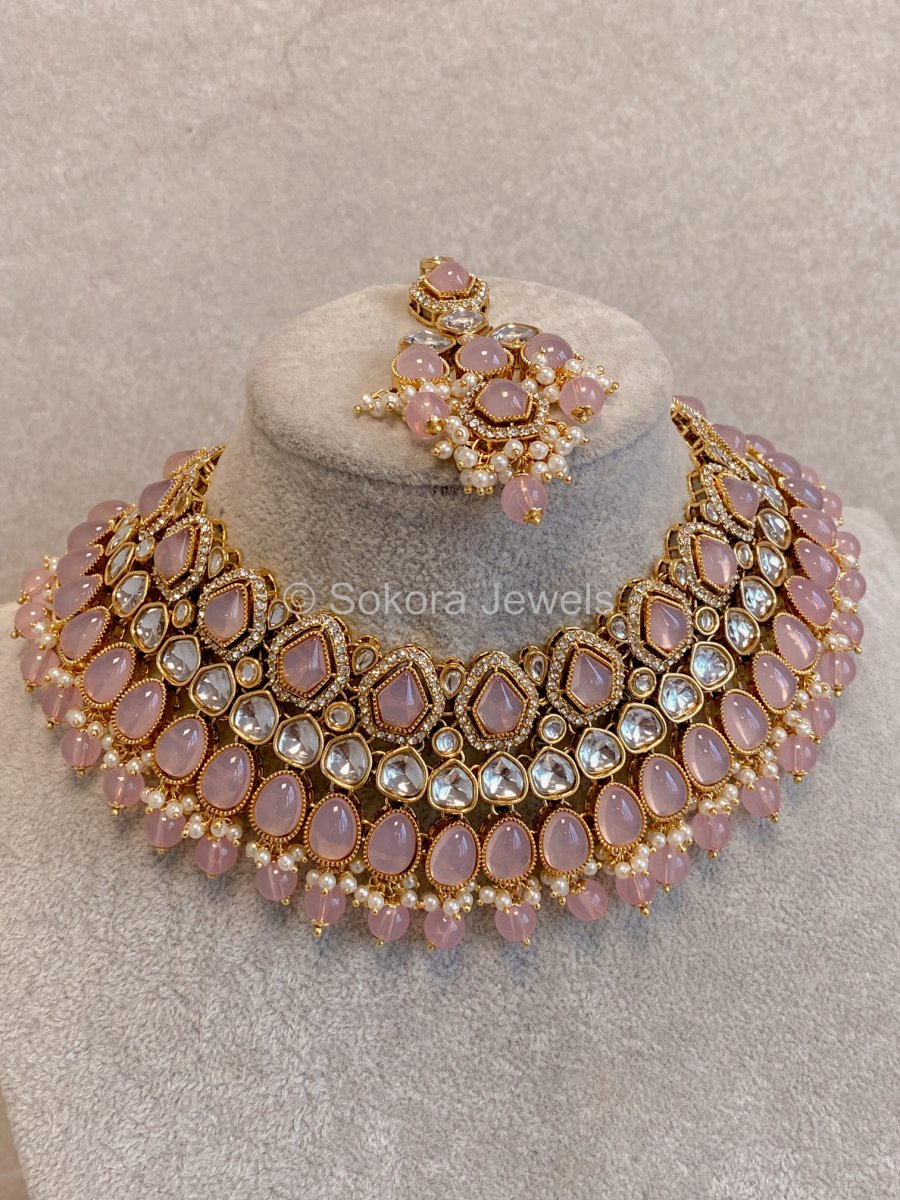 Pink Gem Necklace Set - SOKORA JEWELSPink Gem Necklace Set