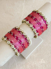 Pink Glass Bangle set - 2.6 - SOKORA JEWELSPink Glass Bangle set - 2.6BANGLES