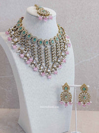 Pink & Mint Bridal Jewellery Set - SOKORA JEWELSPink & Mint Bridal Jewellery Set