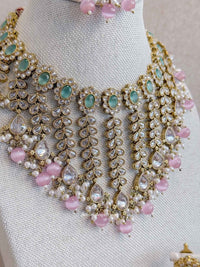 Pink & Mint Bridal Jewellery Set - SOKORA JEWELSPink & Mint Bridal Jewellery Set
