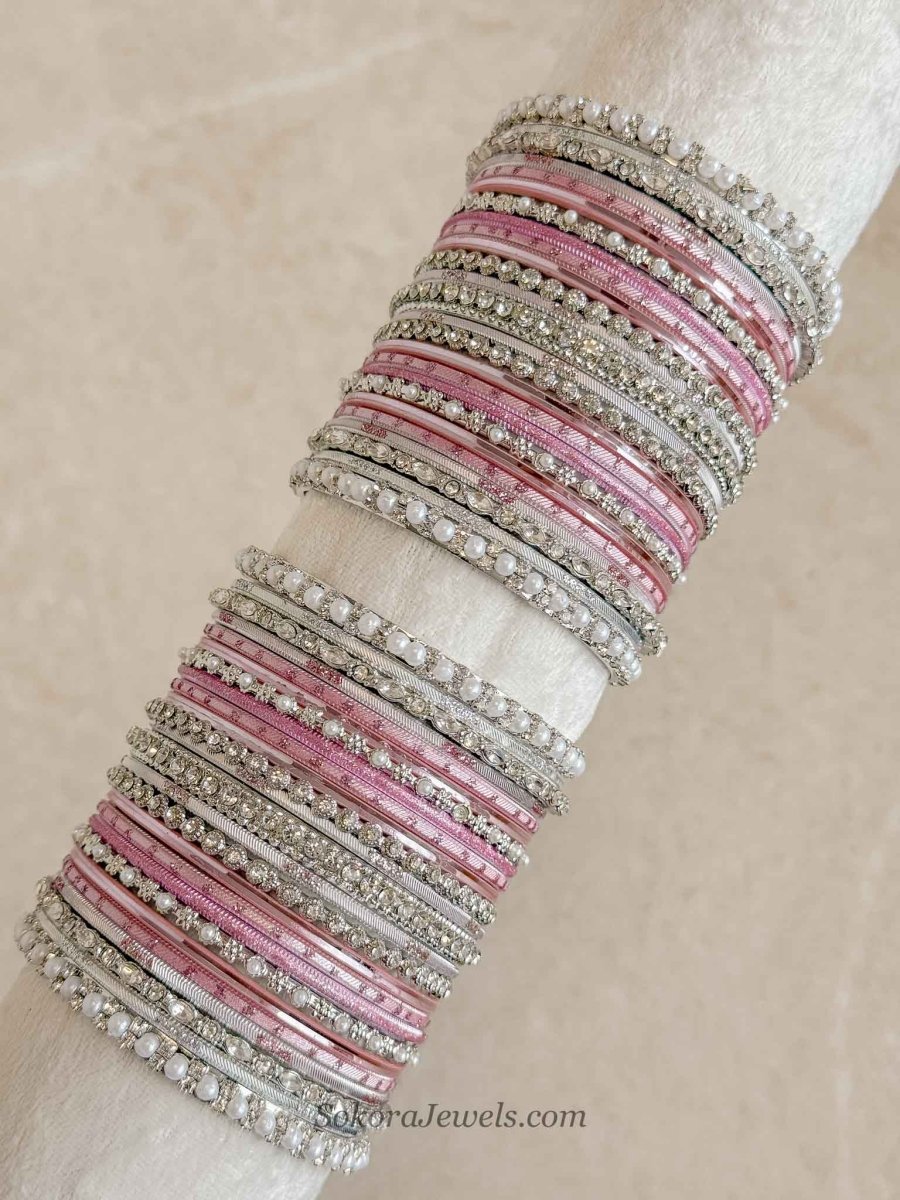 Pink & Silver Bangle set - SOKORA JEWELSPink & Silver Bangle setBANGLES