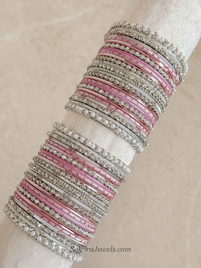 Pink & Silver Bangle set - SOKORA JEWELSPink & Silver Bangle setBANGLES