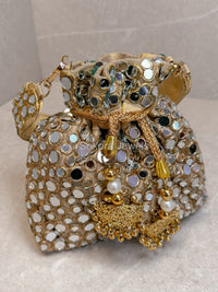 Polka Dot Mirror Detail Bag - Golden - SOKORA JEWELSPolka Dot Mirror Detail Bag - Golden