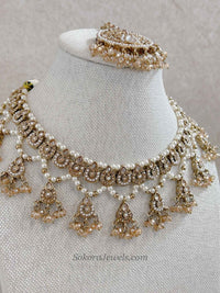Poonam Choker Set - Champagne Gold - SOKORA JEWELSPoonam Choker Set - Champagne Gold