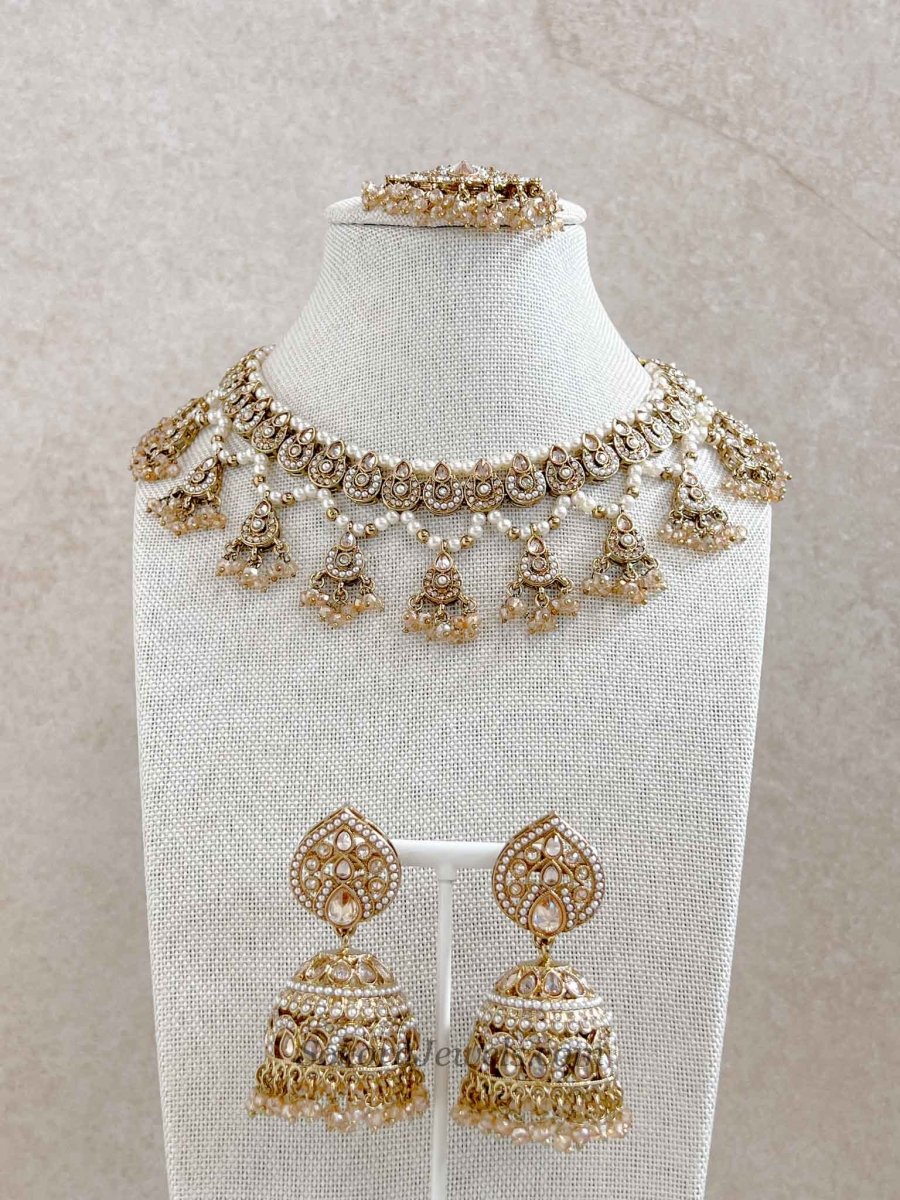 Poonam Choker Set - Champagne Gold - SOKORA JEWELSPoonam Choker Set - Champagne Gold
