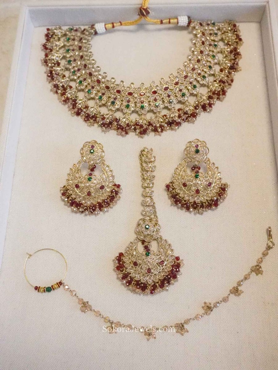Pre Order: Customised Seema Bridal set with Multigem Detailing - SOKORA JEWELSPre Order: Customised Seema Bridal set with Multigem DetailingNECKLACE SETS