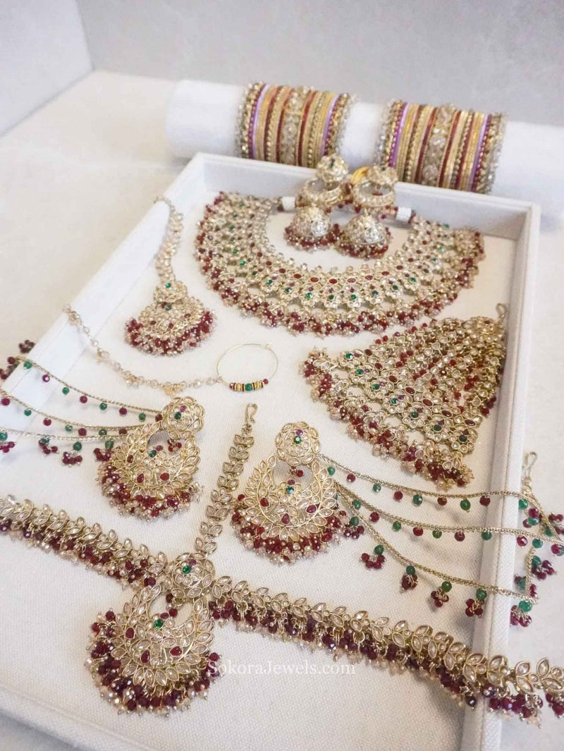 Pre Order: Customised Seema Bridal set with Multigem Detailing - SOKORA JEWELSPre Order: Customised Seema Bridal set with Multigem DetailingNECKLACE SETS