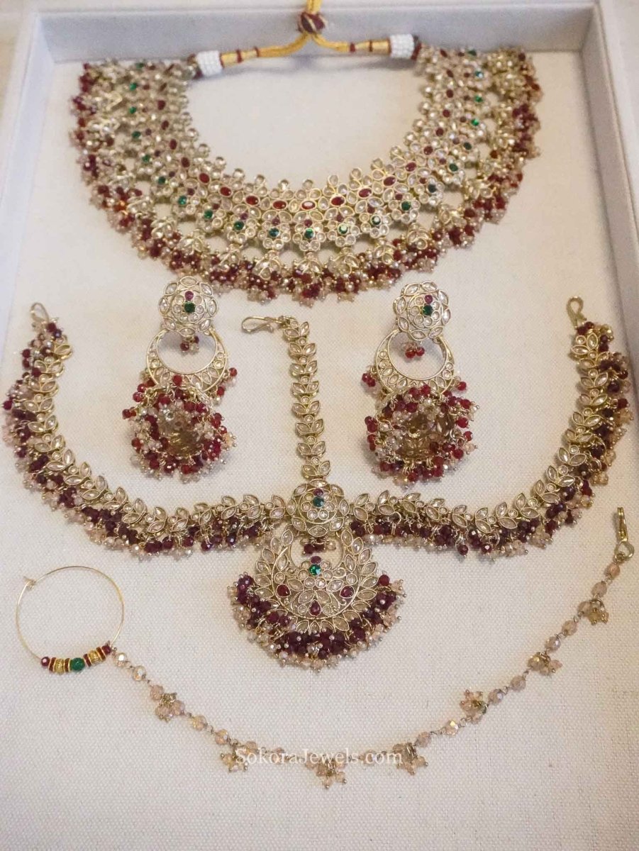 Pre Order: Customised Seema Bridal set with Multigem Detailing - SOKORA JEWELSPre Order: Customised Seema Bridal set with Multigem DetailingNECKLACE SETS