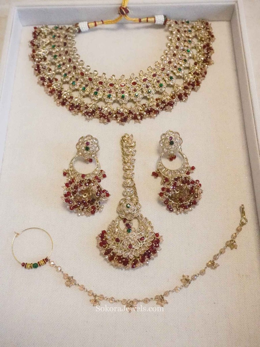Pre Order: Customised Seema Bridal set with Multigem Detailing - SOKORA JEWELSPre Order: Customised Seema Bridal set with Multigem DetailingNECKLACE SETS
