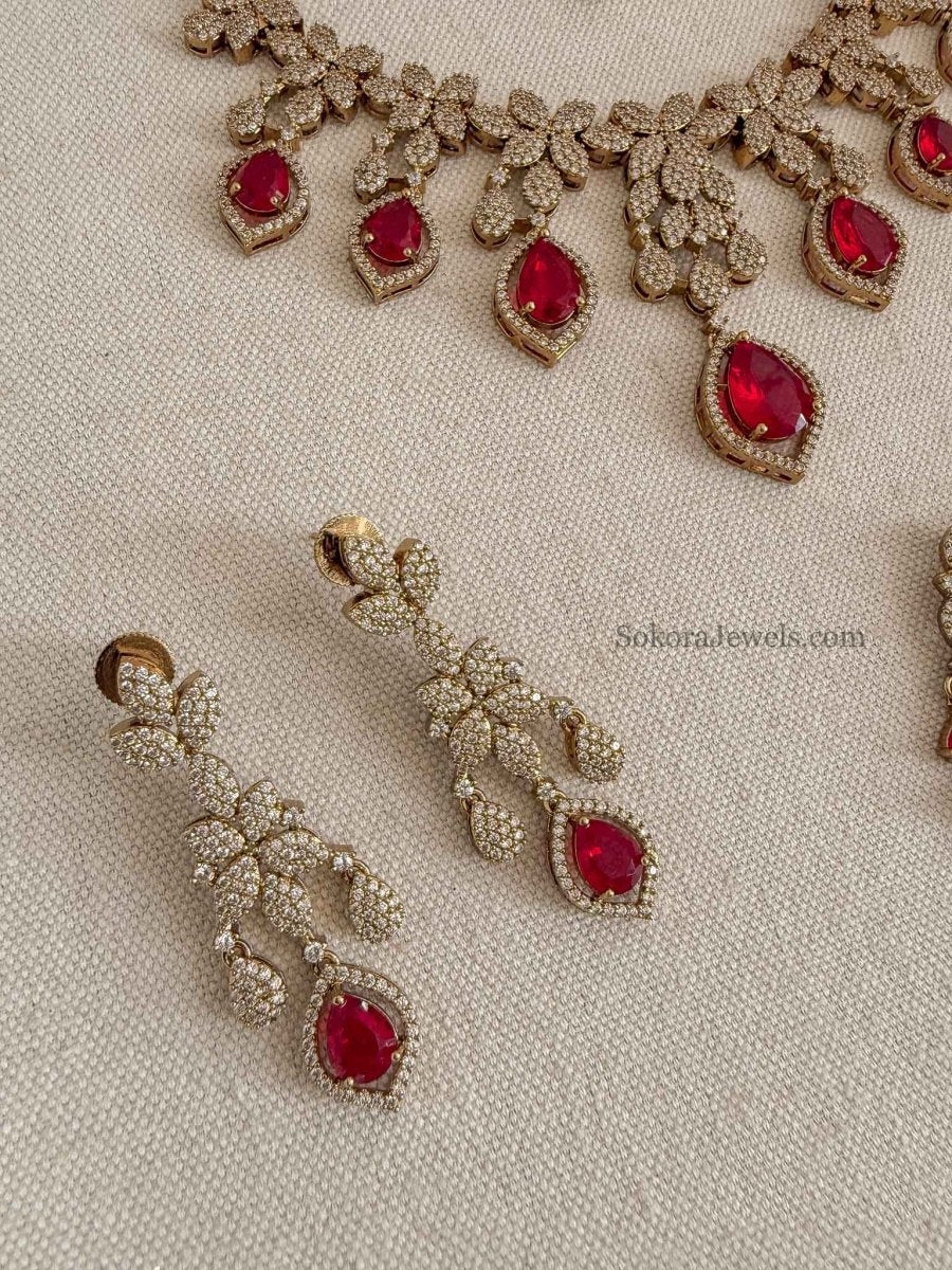 Pre Order: Customised Tear Drop American Diamond Necklace Sets - SOKORA JEWELSPre Order: Customised Tear Drop American Diamond Necklace SetsNECKLACE SETS