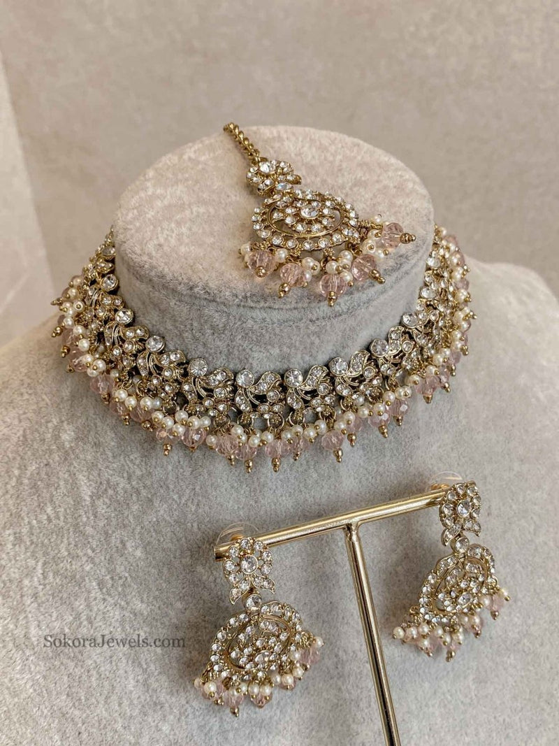 Preasha Clear Necklace Sets - 7 Colour Options - SOKORA JEWELSPreasha Clear Necklace Sets - 7 Colour Options