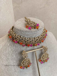 Preasha Golden Necklace Sets - 18 Colour Options - SOKORA JEWELSPreasha Golden Necklace Sets - 18 Colour Options