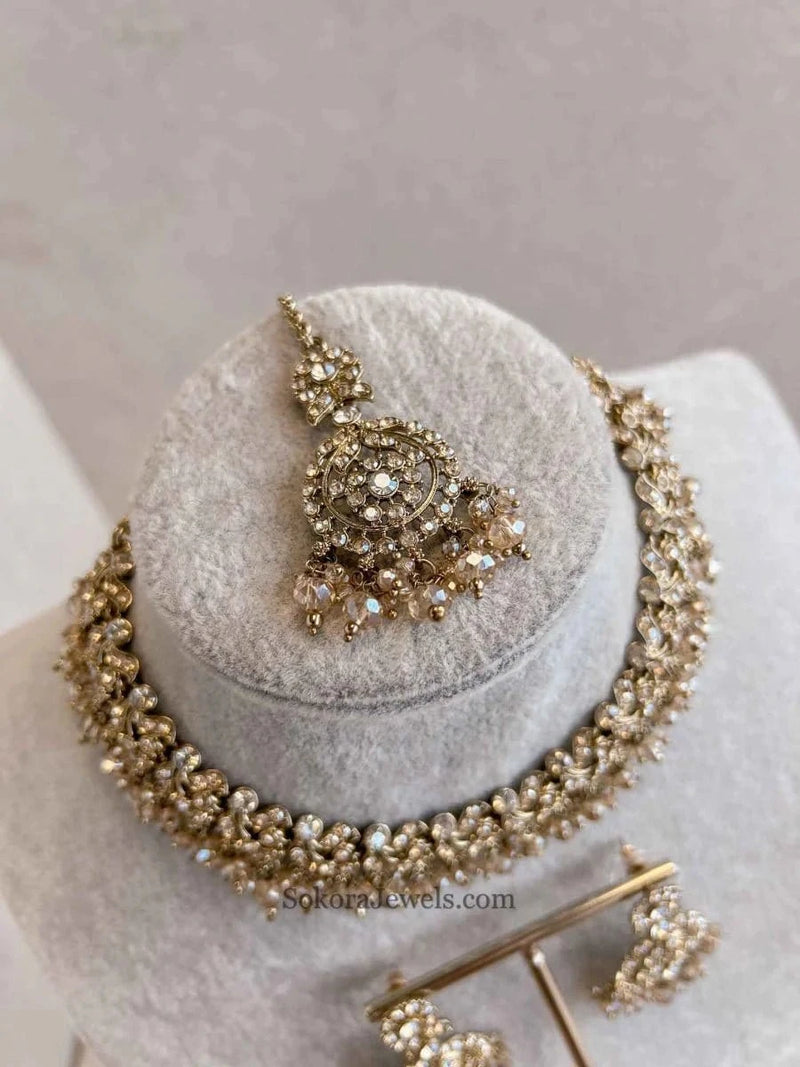 Preasha Golden Necklace Sets - SOKORA JEWELSPreasha Golden Necklace Sets