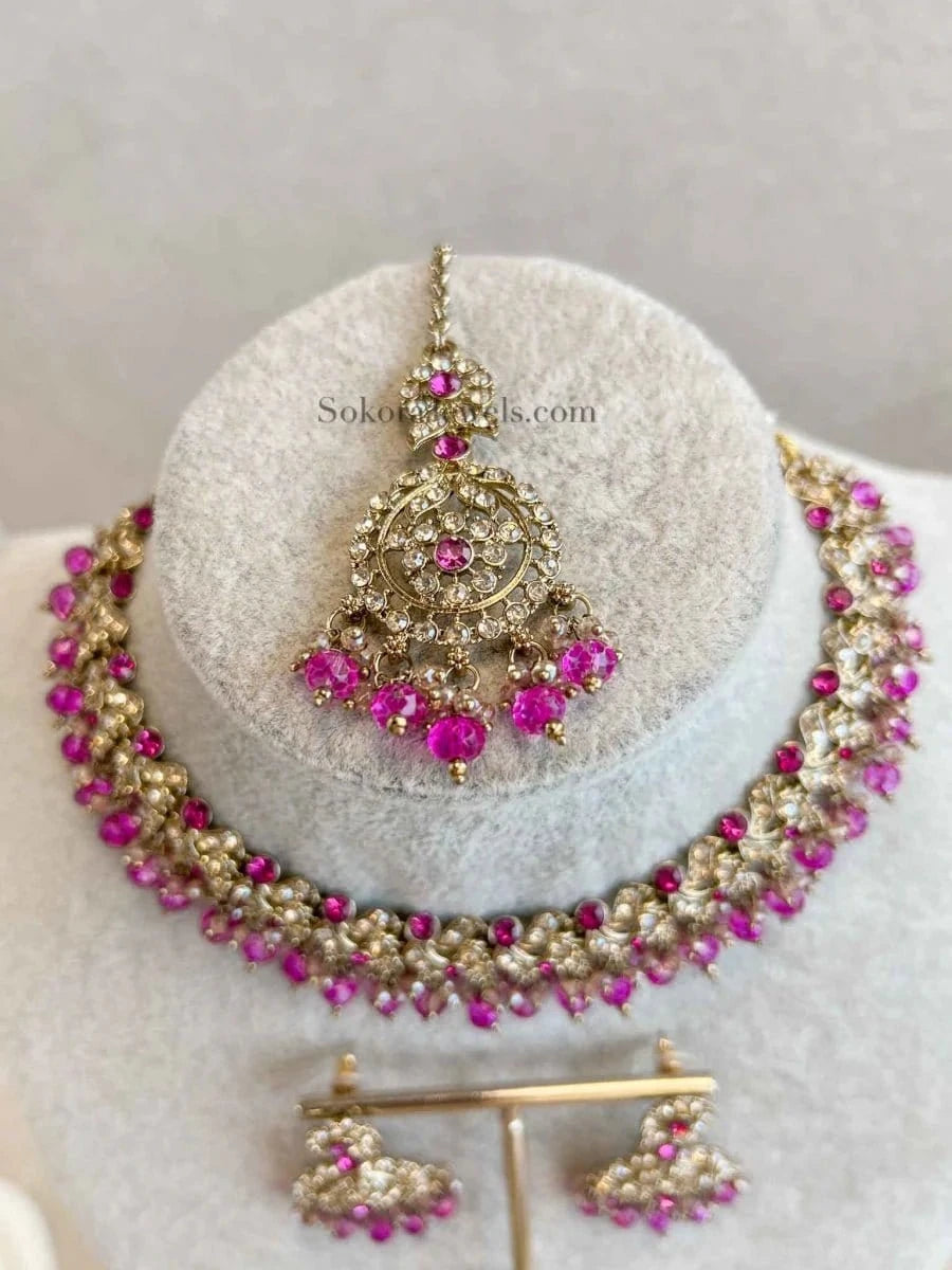 Preasha Golden Necklace Sets - SOKORA JEWELSPreasha Golden Necklace Sets
