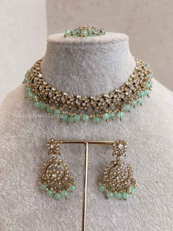 Preasha Golden Necklace Sets - SOKORA JEWELSPreasha Golden Necklace Sets