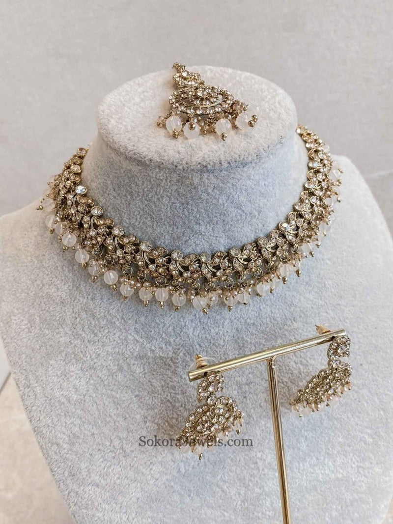 Preasha Golden Necklace Sets - SOKORA JEWELSPreasha Golden Necklace Sets