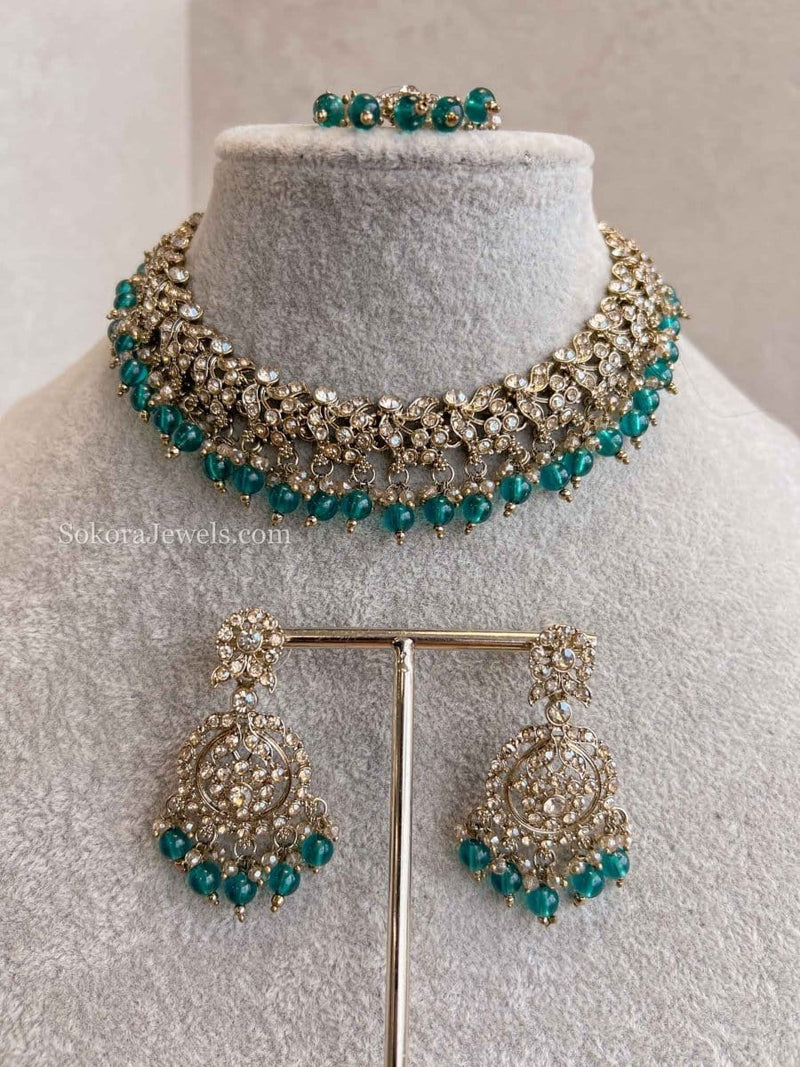 Preasha Golden Necklace Sets - SOKORA JEWELSPreasha Golden Necklace Sets