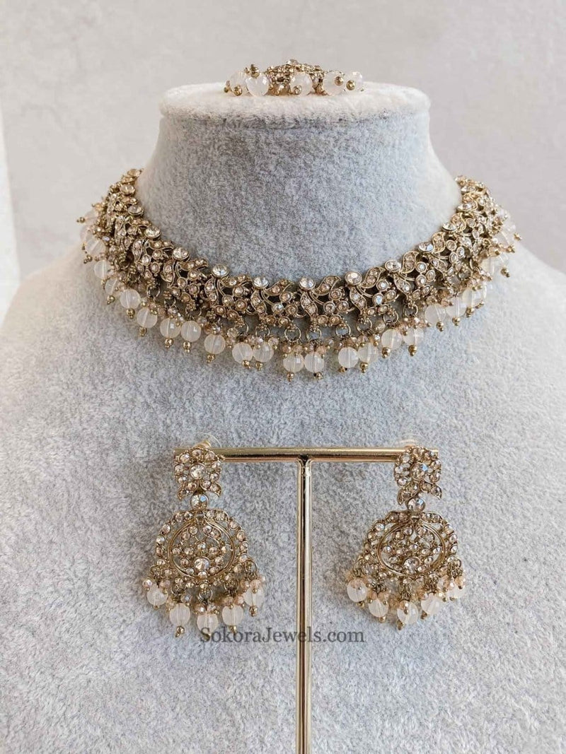 Preasha Golden Necklace Sets - SOKORA JEWELSPreasha Golden Necklace Sets