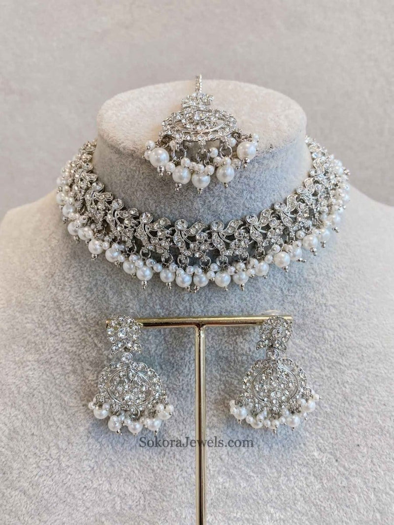 Preasha Silver Necklace Sets - SOKORA JEWELSPreasha Silver Necklace Sets