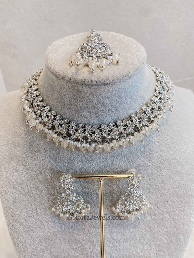 Preasha Silver Necklace Sets - SOKORA JEWELSPreasha Silver Necklace Sets