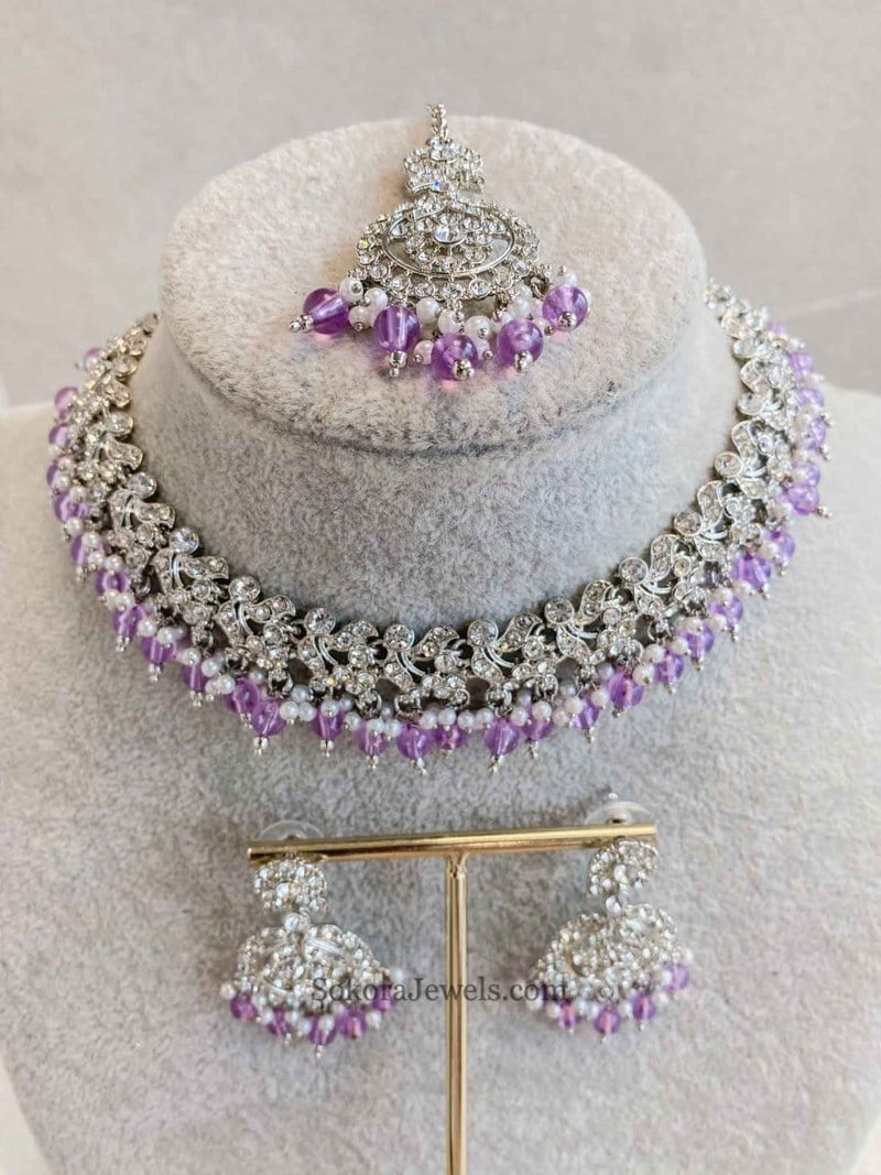 Preasha Silver Necklace Sets - SOKORA JEWELSPreasha Silver Necklace Sets