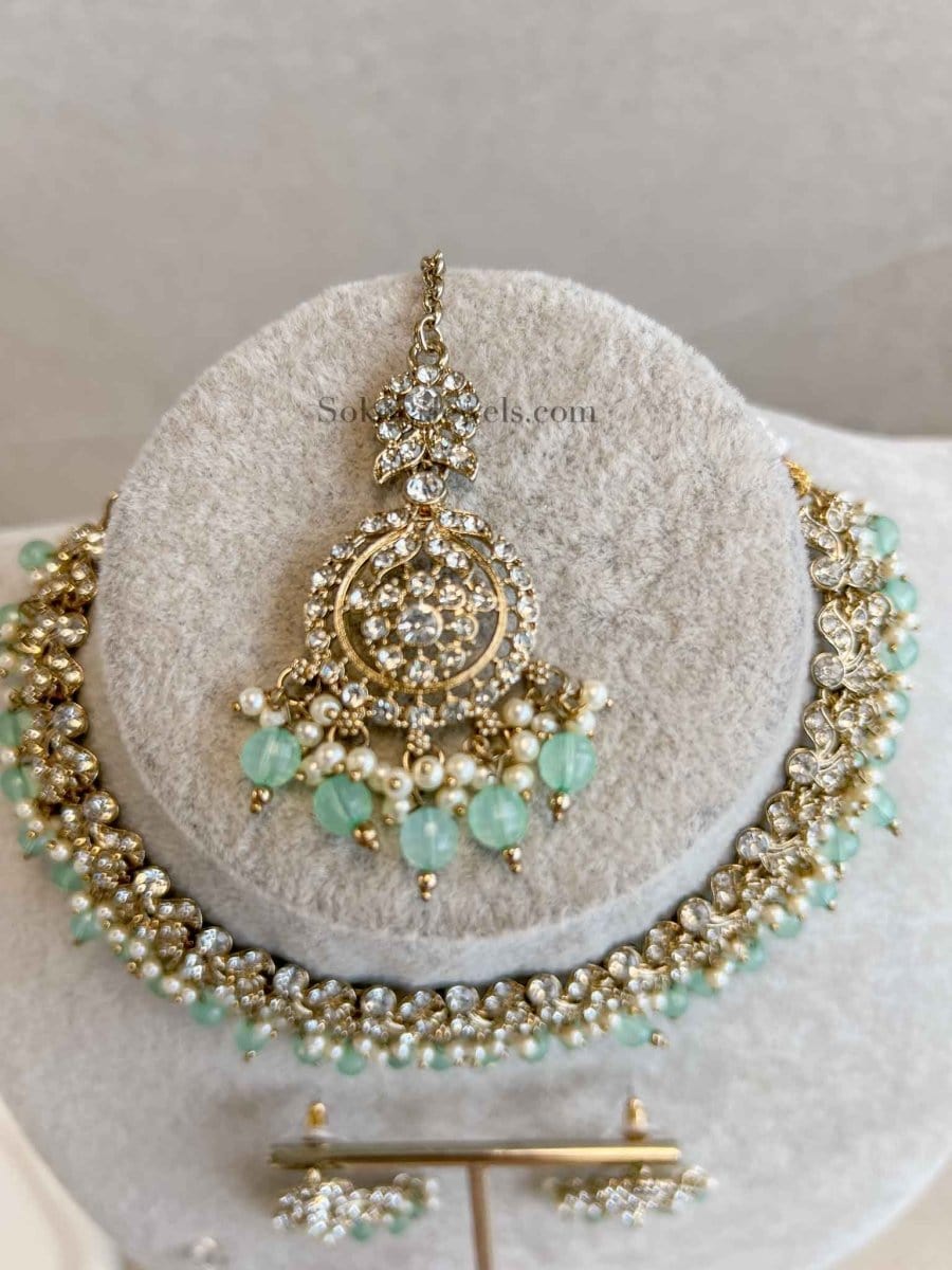 Preasha Small Antique Gold Necklace Sets - SOKORA JEWELSPreasha Small Antique Gold Necklace Sets