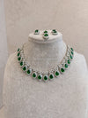 Preeti Silver Set - Green - SOKORA JEWELSPreeti Silver Set - GreenNECKLACE SETS