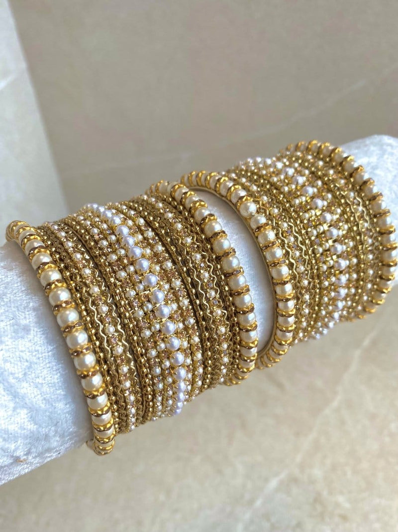 Princess Pearly Bangle Set - 2 Colour Options - SOKORA JEWELSPrincess Pearly Bangle Set - 2 Colour OptionsBANGLES