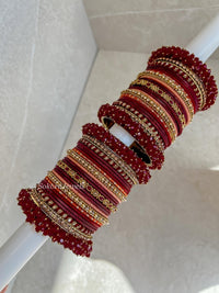 Priya bangle set - Maroon - SOKORA JEWELSPriya bangle set - MaroonBANGLES