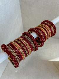 Priya bangle set - Maroon - SOKORA JEWELSPriya bangle set - MaroonBANGLES