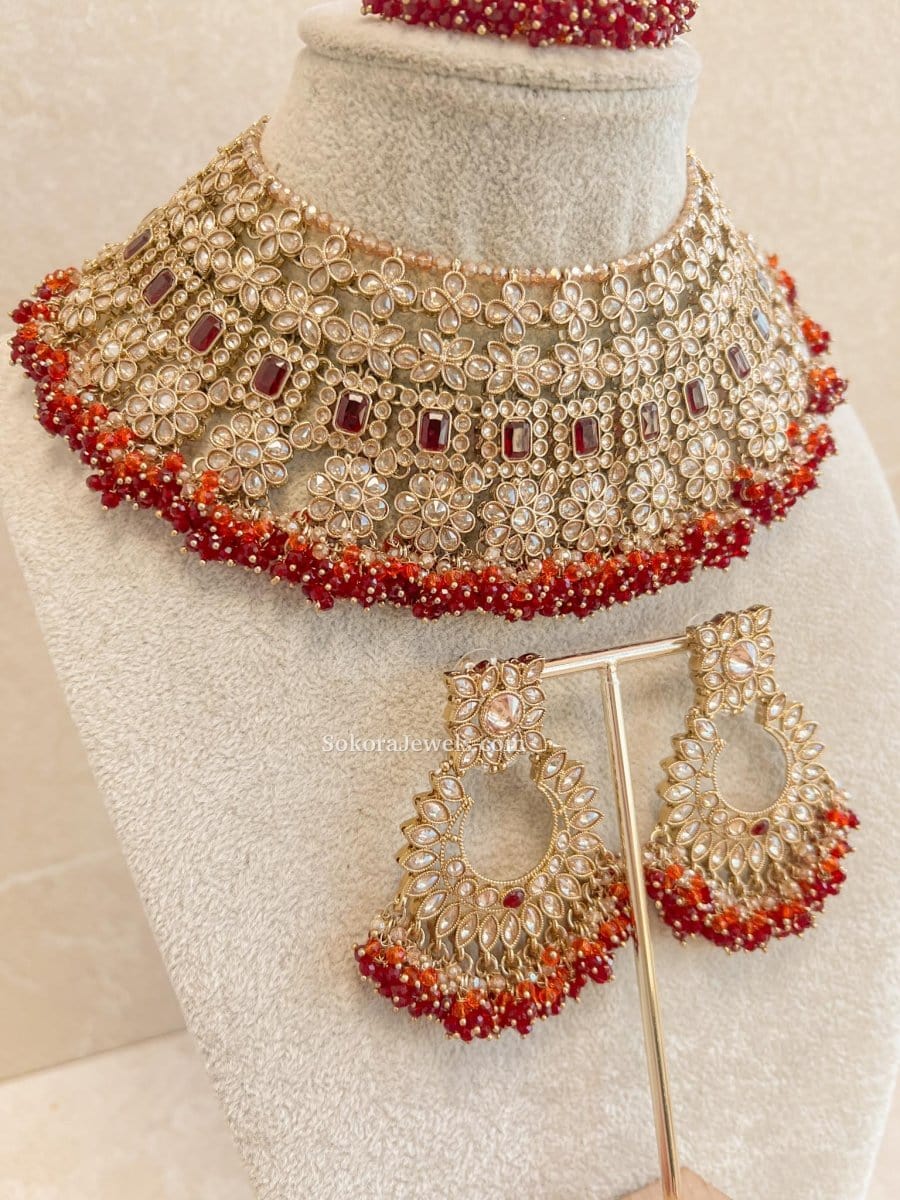 Priya Bridal Set - Maroon - SOKORA JEWELSPriya Bridal Set - Marooncustom