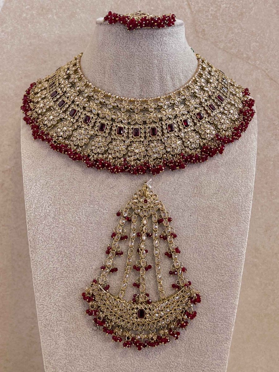 Priya Bridal Set - Maroon - SOKORA JEWELSPriya Bridal Set - Marooncustom