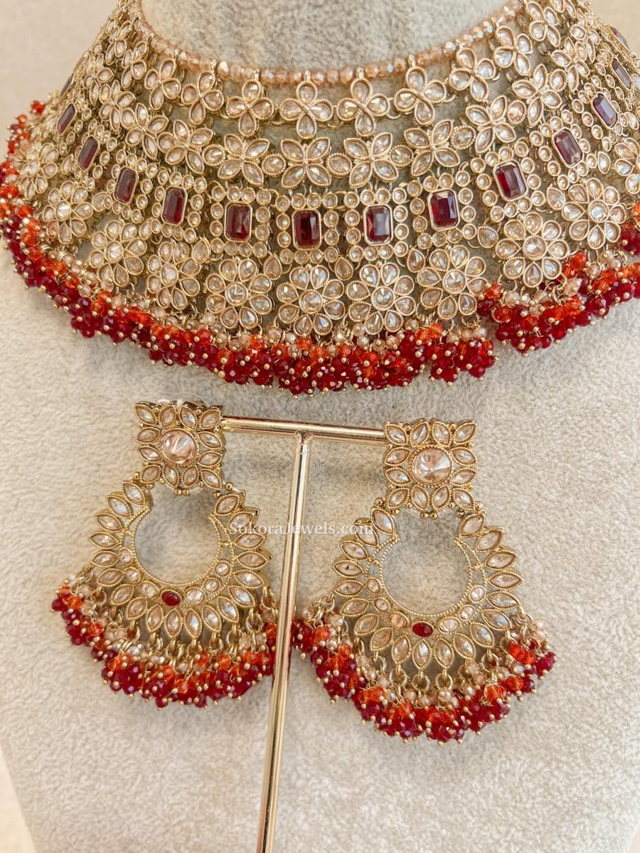 Priya Bridal Set - Maroon - SOKORA JEWELSPriya Bridal Set - Marooncustom
