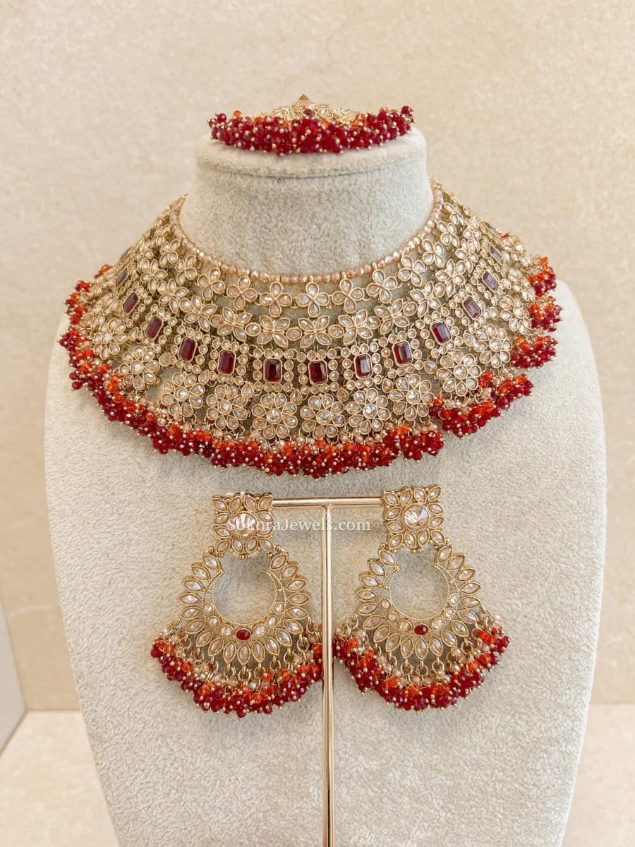 Priya Bridal Set - Maroon - SOKORA JEWELSPriya Bridal Set - Marooncustom
