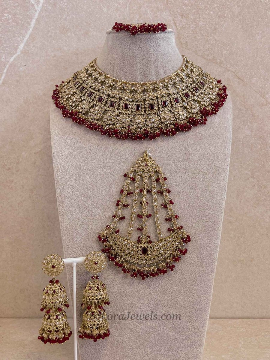 Priya Bridal Set - Maroon - SOKORA JEWELSPriya Bridal Set - Marooncustom