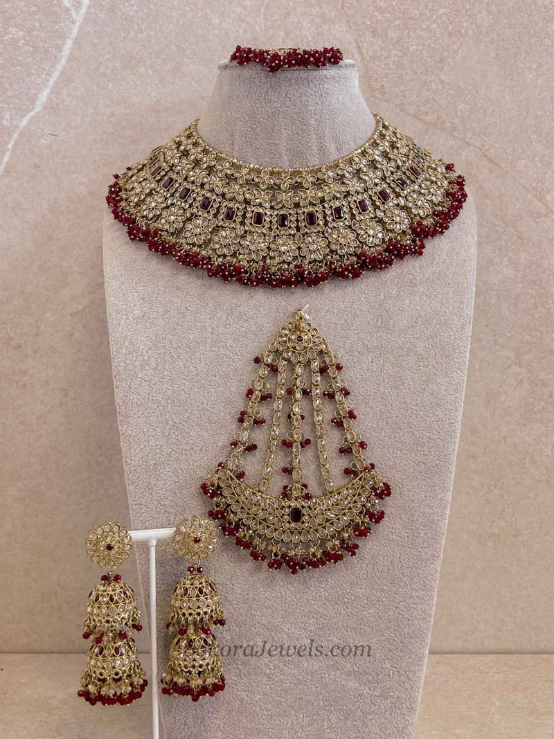 Priya Bridal Set - Maroon - SOKORA JEWELSPriya Bridal Set - Marooncustom