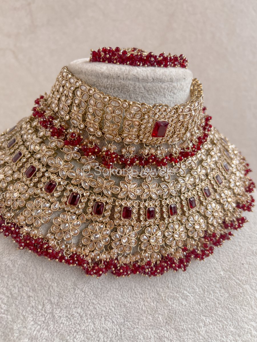 Priya Bridal Set - Maroon - SOKORA JEWELSPriya Bridal Set - Marooncustom