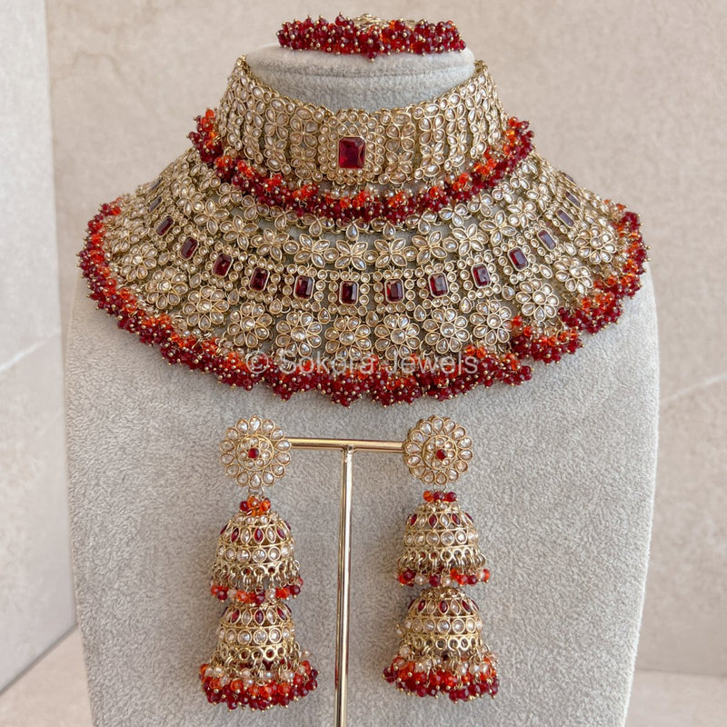 Priya Bridal Set - Maroon - SOKORA JEWELSPriya Bridal Set - Marooncustom