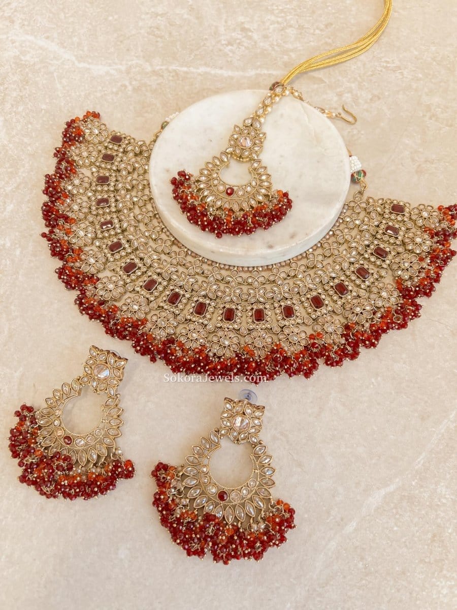 Priya Bridal Set - Maroon - SOKORA JEWELSPriya Bridal Set - Marooncustom