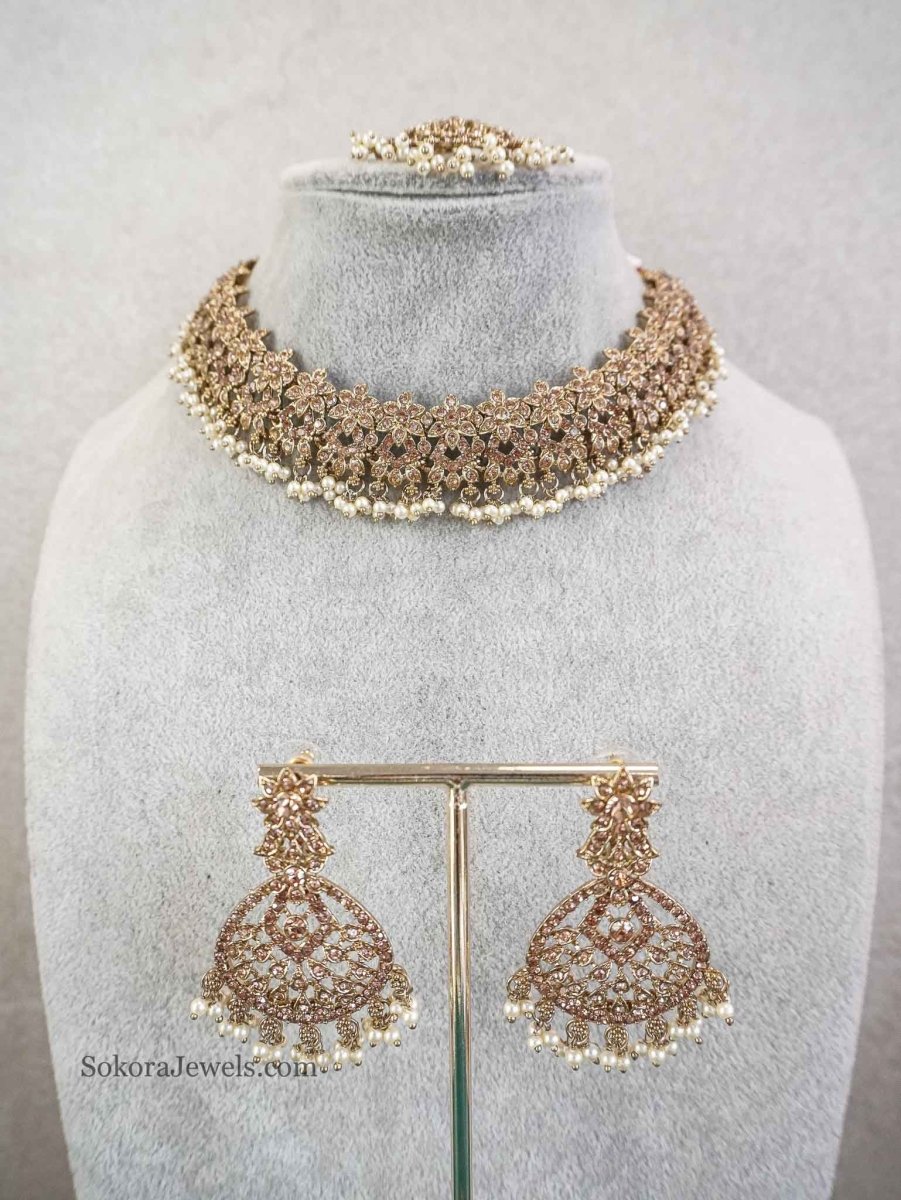 Priyansha Golden Necklace sets - SOKORA JEWELSPriyansha Golden Necklace sets