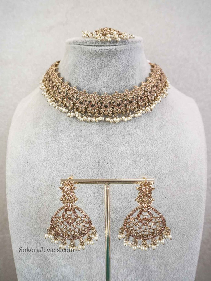 Priyansha Golden Necklace sets - SOKORA JEWELSPriyansha Golden Necklace sets
