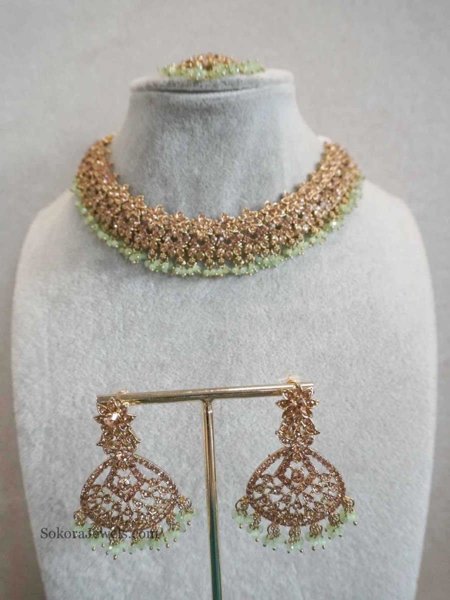 Priyansha Golden Necklace sets - SOKORA JEWELSPriyansha Golden Necklace sets