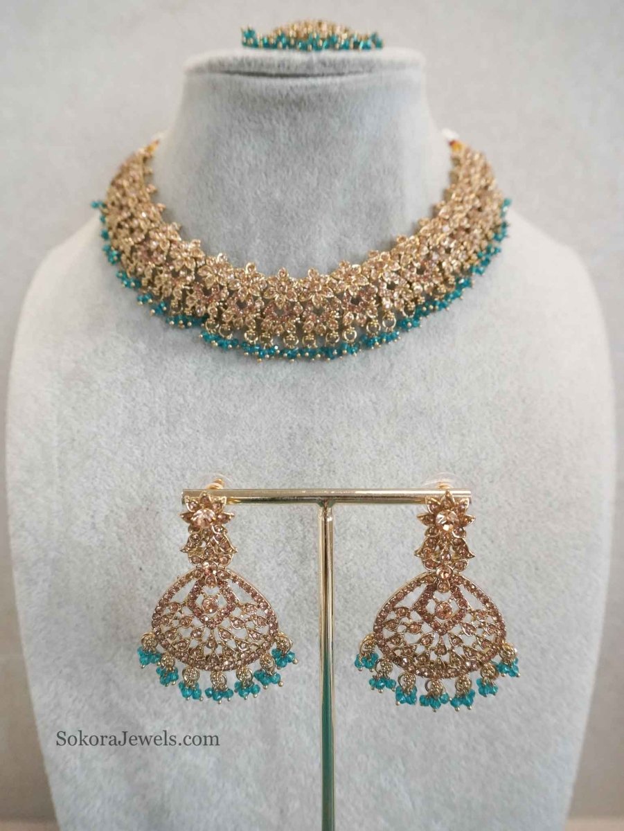 Priyansha Golden Necklace sets - SOKORA JEWELSPriyansha Golden Necklace sets